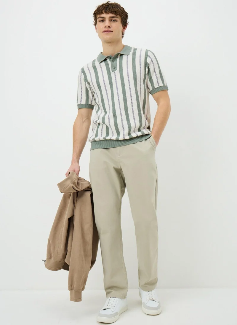 ماتلان Sage Stripe Pointelle Polo Shirt